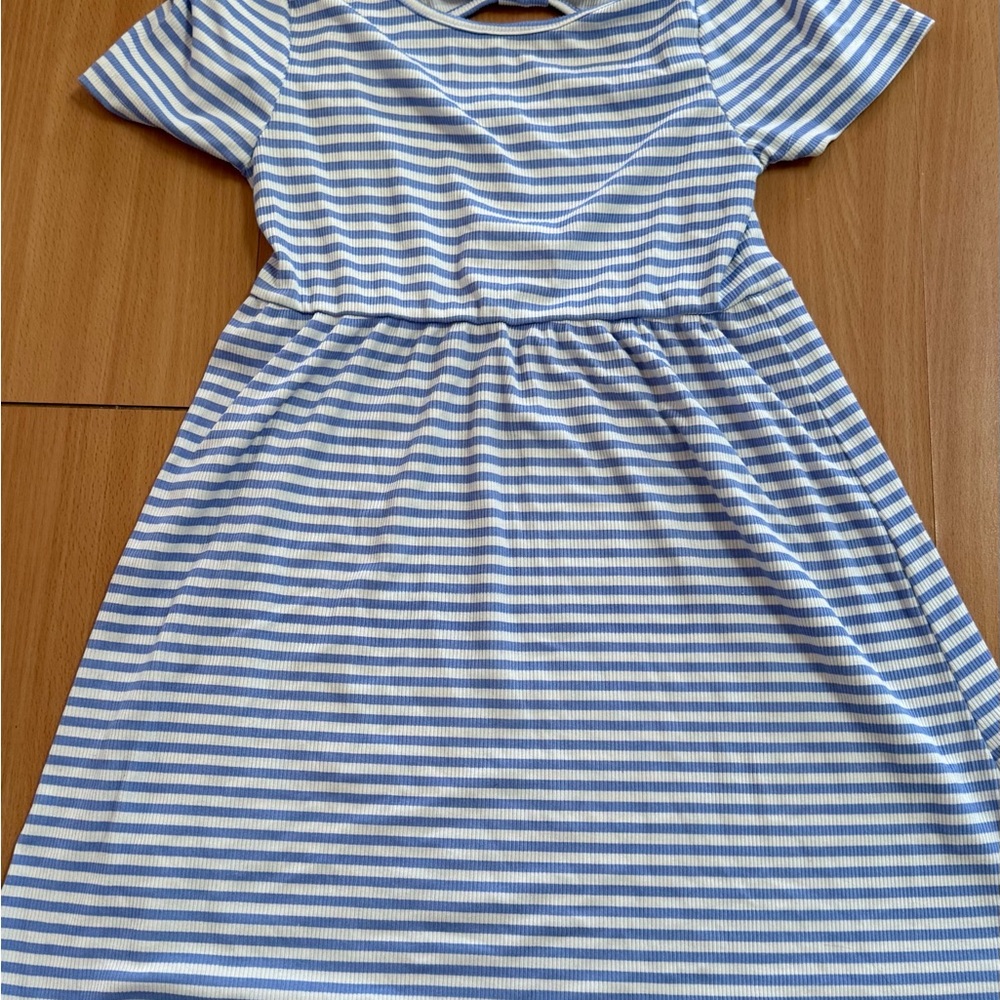 Blue and White Striped Kids Dress